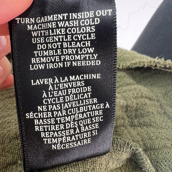 Blank NYC Olive Green Jacket Cotton Mock Neck Raw Edge Trim Zip Size XS X-Small - Picture 10 of 10